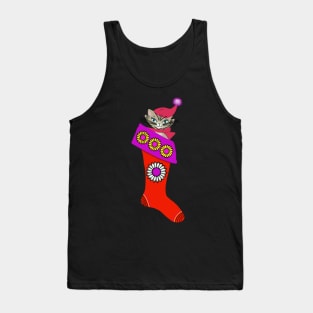 Christmas Cat in Stocking Tank Top